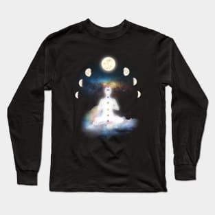 Lunar Moon Phases Transcending Chakra Meditation Long Sleeve T-Shirt